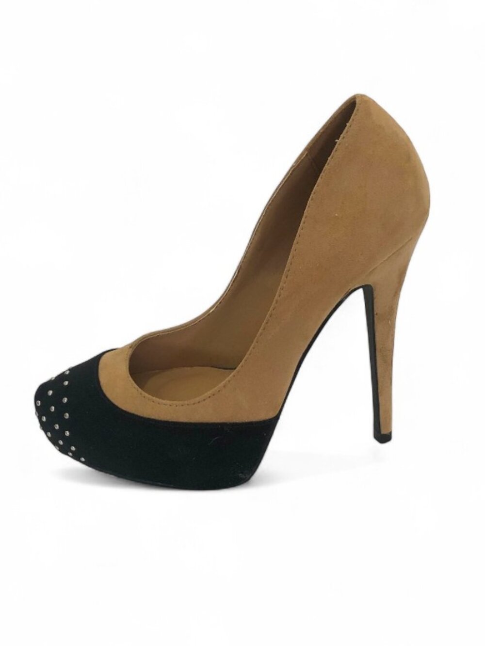 Penny Loves Kenny Women's Suede 5" Pumps Metallic Silver Studded Toe Size 7 New - Picture 9 of 16